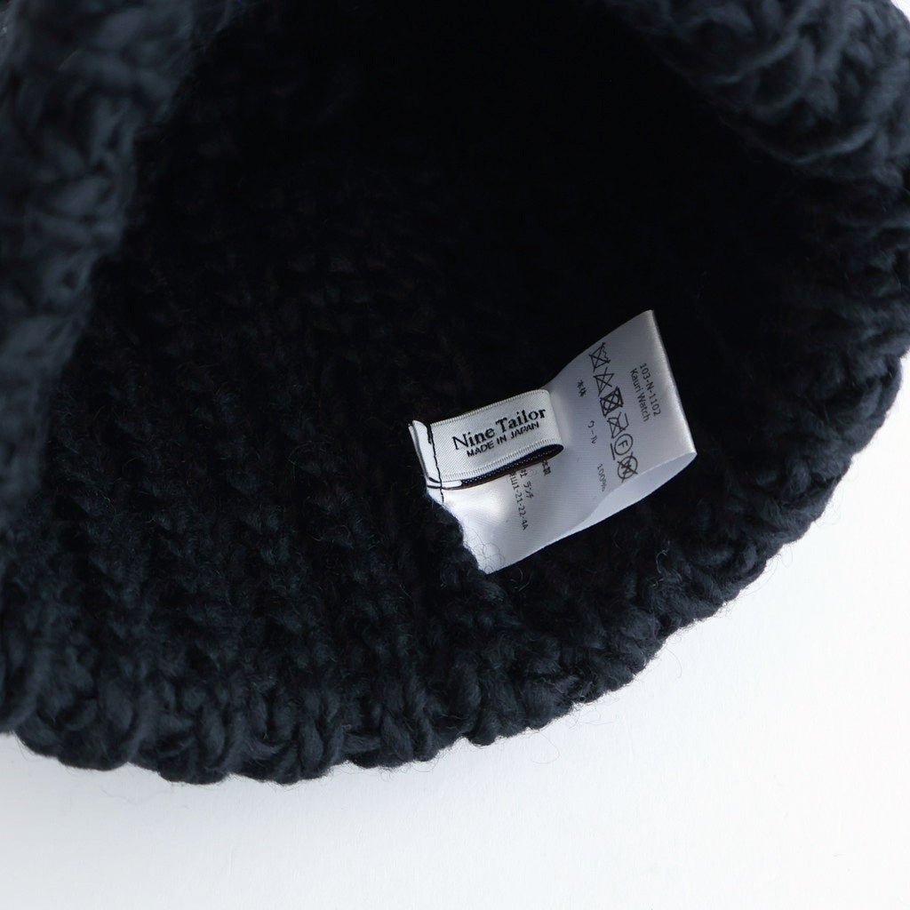 STONE  ブラックニット帽 STONE ISLAND ブラック ニット帽 ビーニー 【公式通販】