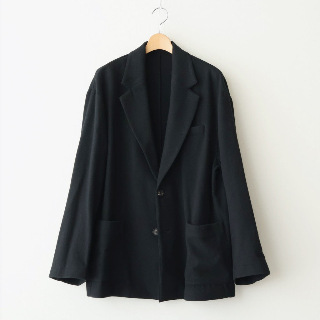 WOOL/CASHMERE FLEECE SINGLE BREASTED JACKET #BLACK [ST.1268]