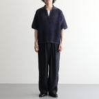 MESH KNIT SKIPPER POLO SHIRT #NAVY [YK26SS01298S]