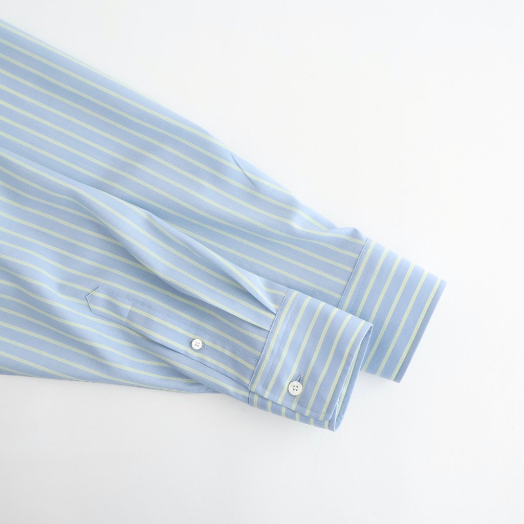 SUPER FINE WOOL STRIPE SHIRT #SAX BLUE LIME STRIPE [A26SS02WW]
