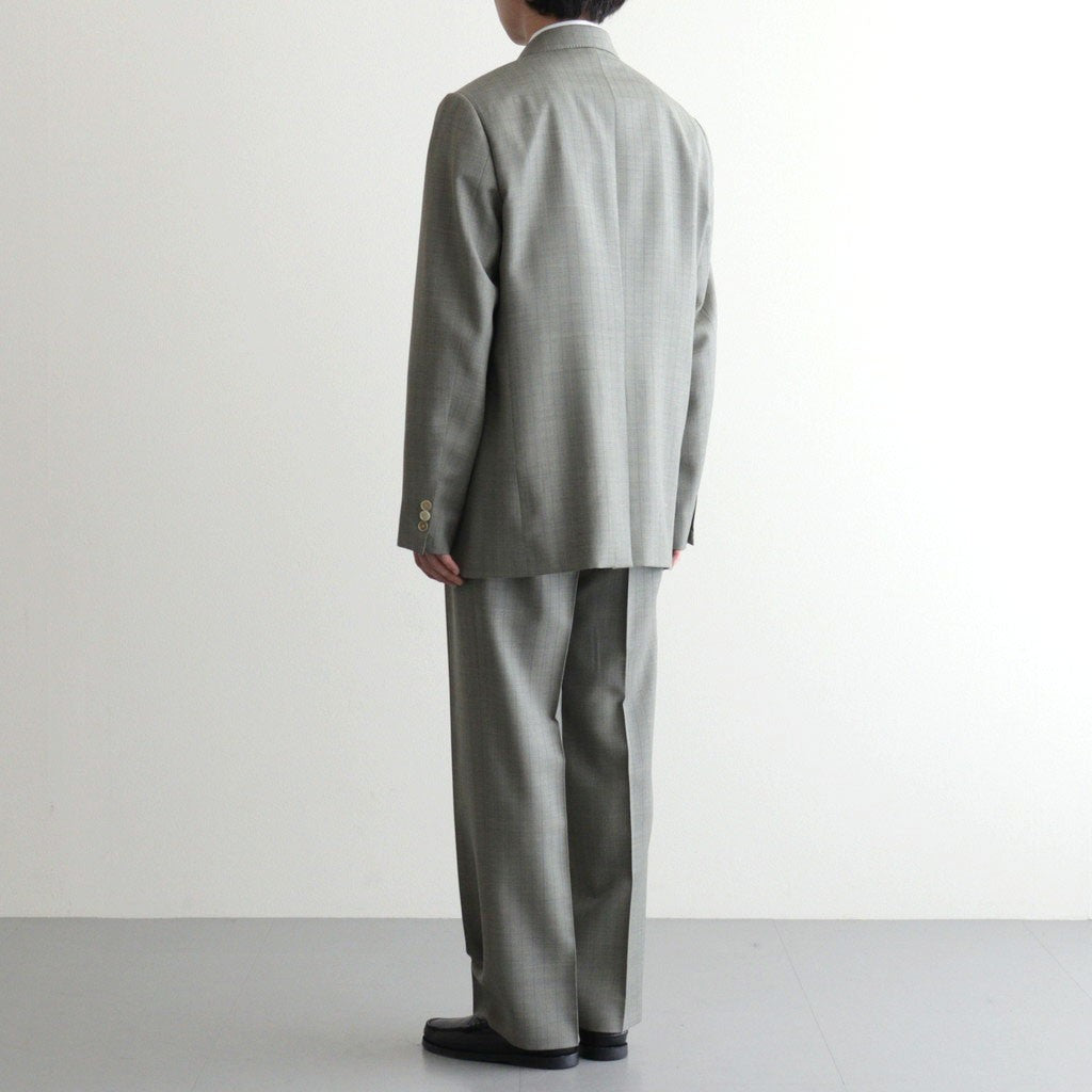 BLUEFACED WOOL TWO-TUCK SLACKS #KHAKI GRAY STRIPE [A26SP02BA]