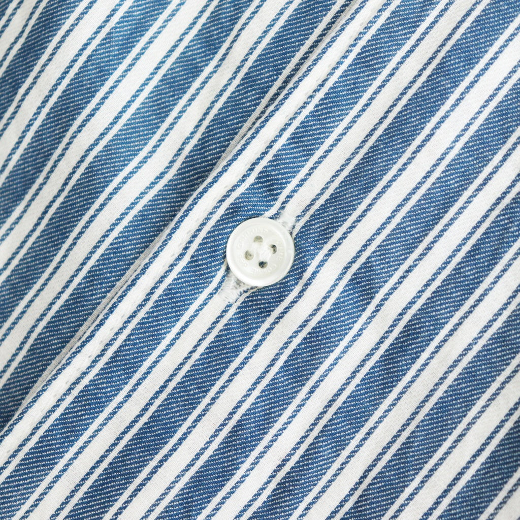 綿ツイルストライプ×綿タイプライター S/Sシャツ #BLUE [HO-B019-051]