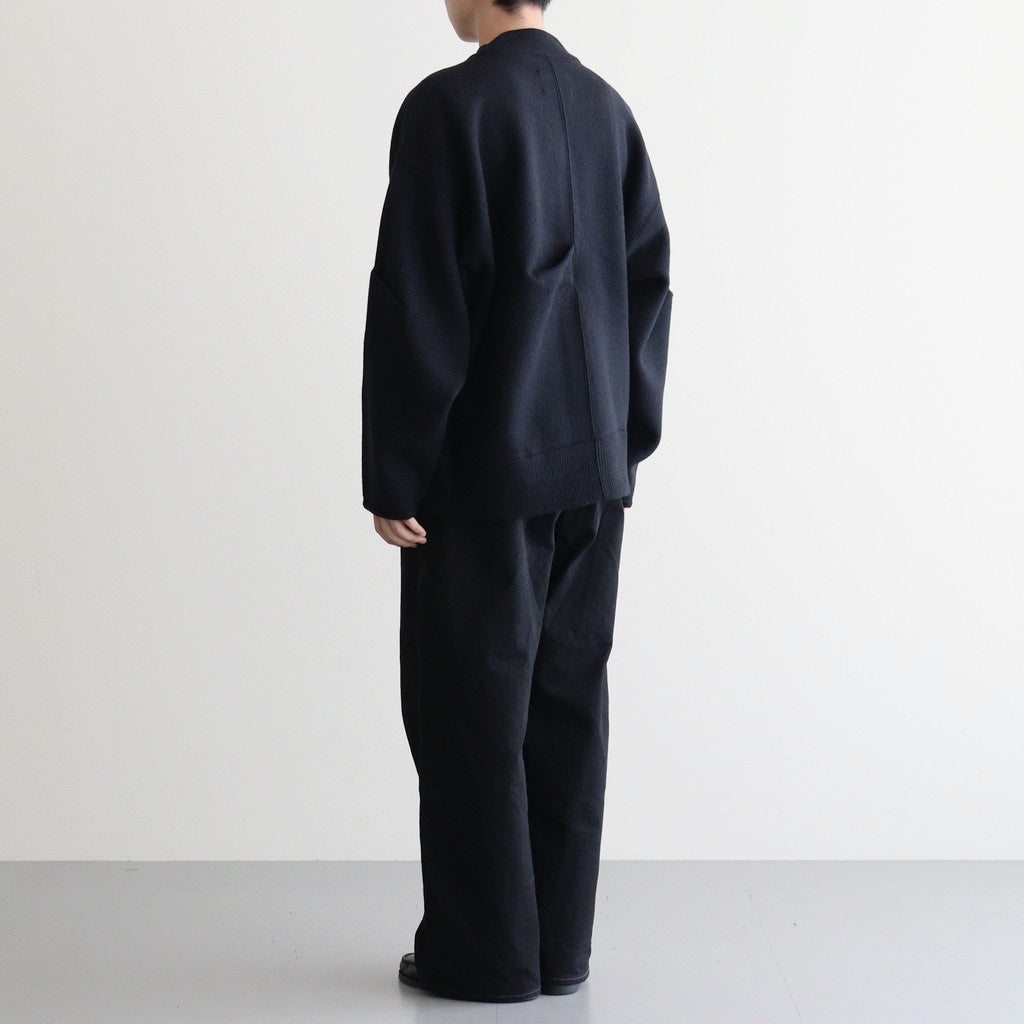 EXTRA FINE WOOL KNIT TUCKED CARDIGAN #BLACK [ST.1298]