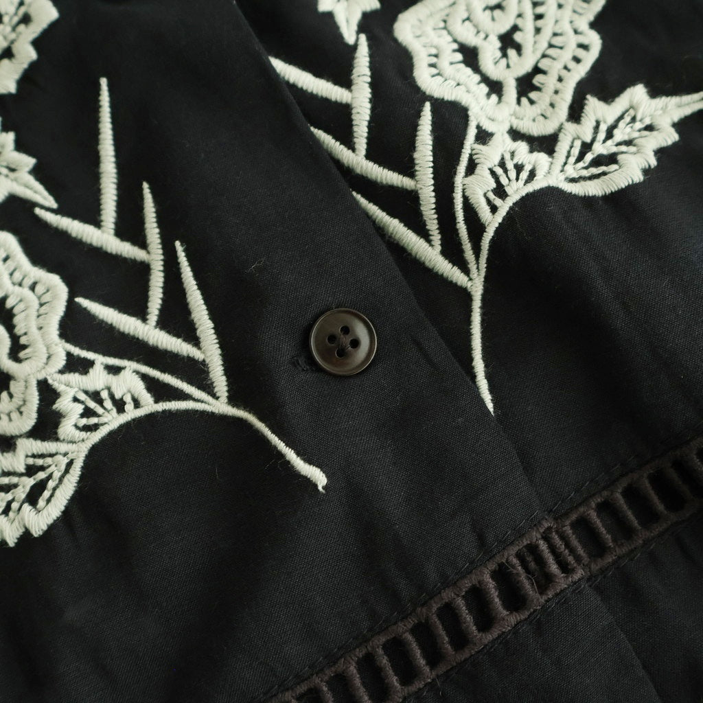 Embroidery Patchwork Shirts #BLK [12610428]