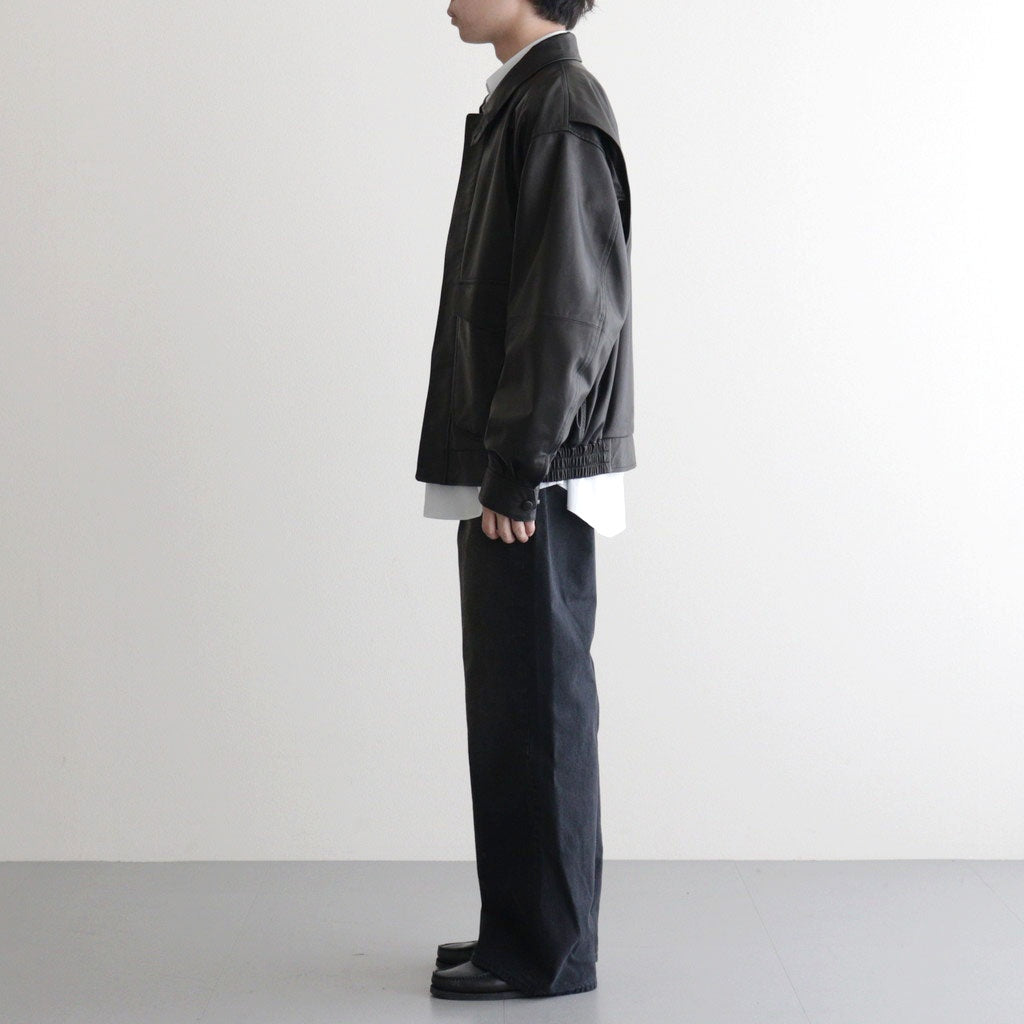 SULFUR DYED OXFORD VINTAGE WIDE PANTS #BLACK [ST.1395]