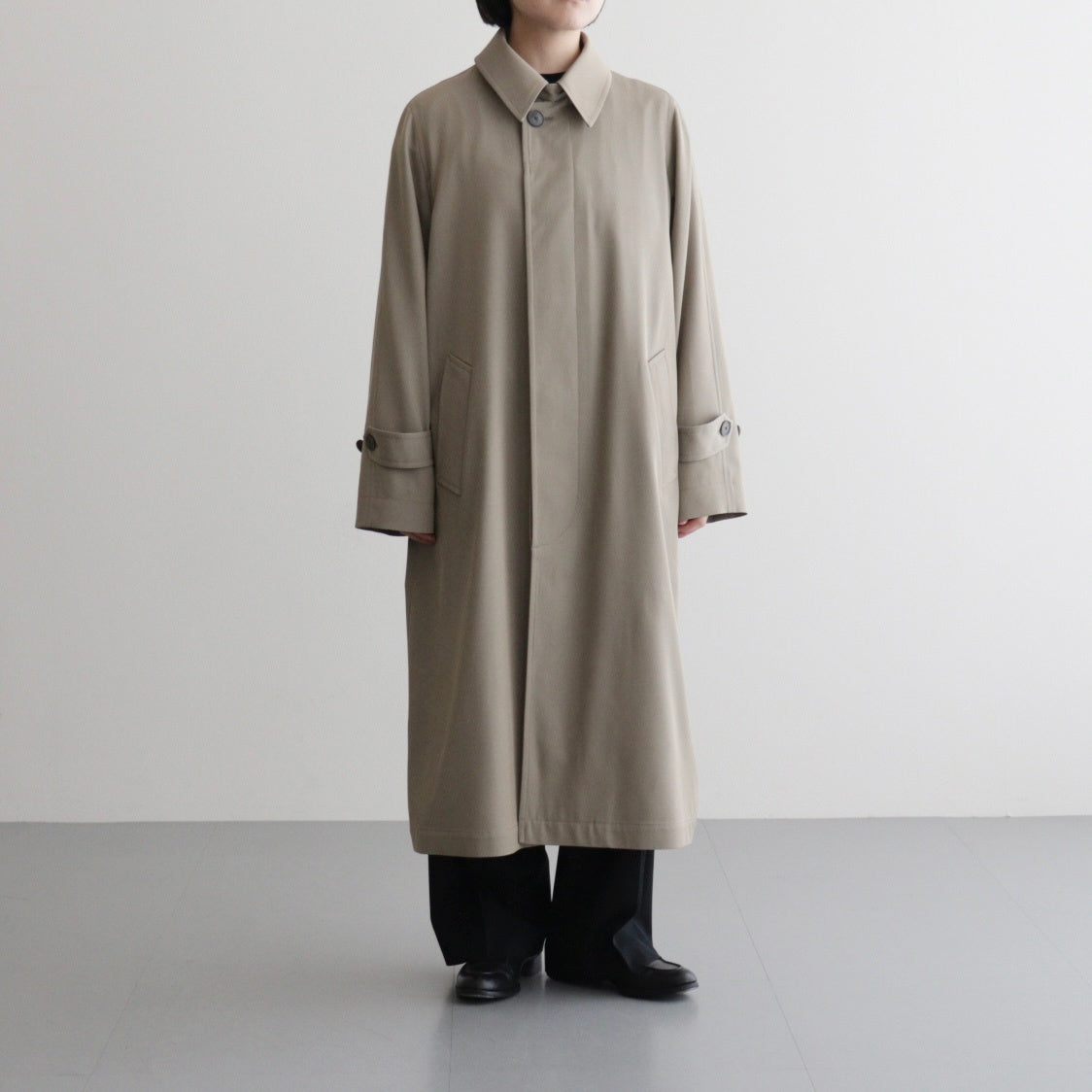 LIGHT WOOL MAX GABARDINE COAT #KHAKI BEIGE CHAMBRAY [A26SC06MG]