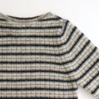SHETLAND WOOL CASHMERE RIB KNIT BOAT-NECK P/O #GRAY STRIPE [A25AP03SB]