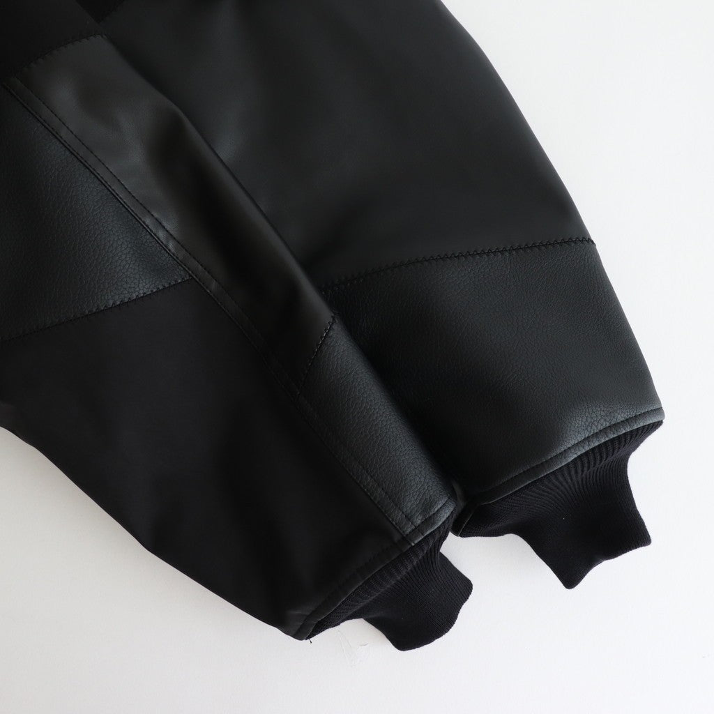 合皮MIXジップブルゾン #BLACK [HP-J011-051]