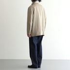 REVERSIBLE WOOL TWISTED TWILL / SHEEP LEATHER HALF COAT #KHAKI BEIGE CHAMBRAY × BLACK [A26AC01AN]