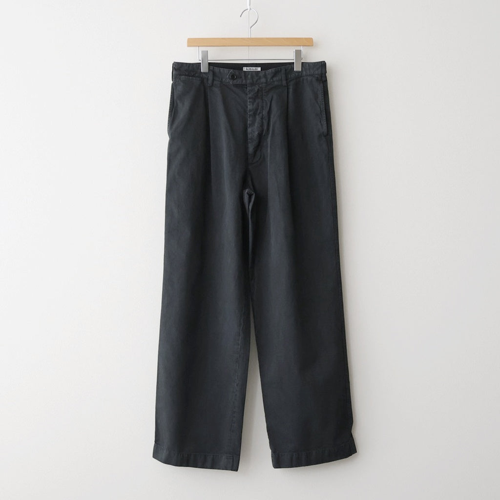 GARMENT-DYED FINX LIGHT CHINO ONE-TUCK WIDE PANTS #BLACK [A26SP02LF]