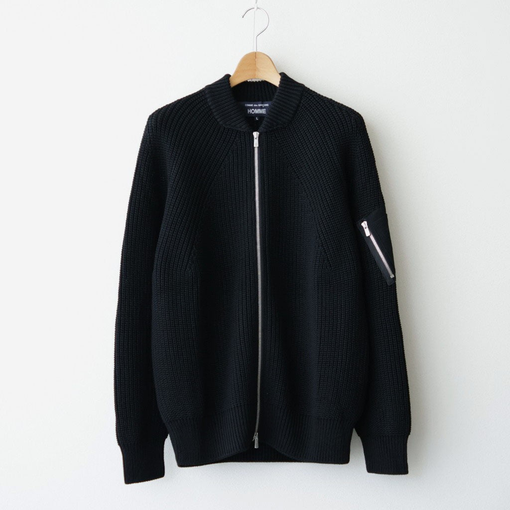 BATONER ウール梳毛片畔 ジップカーディガン #BLACK [HR-N003-051]