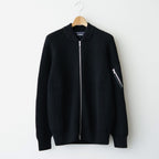 BATONER ウール梳毛片畔 ジップカーディガン #BLACK [HR-N003-051]