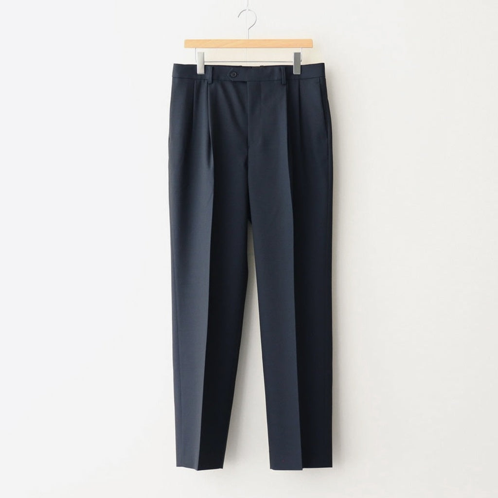 WOOL KID MOHAIR HOP SACK TWO-TUCK SLACKS #DARK NAVY [A25SP02MH]