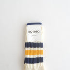 COARSE RIBBED OLDSCHOOL CREW SOCKS #NAVY/YELLOW [R1255-SS26]