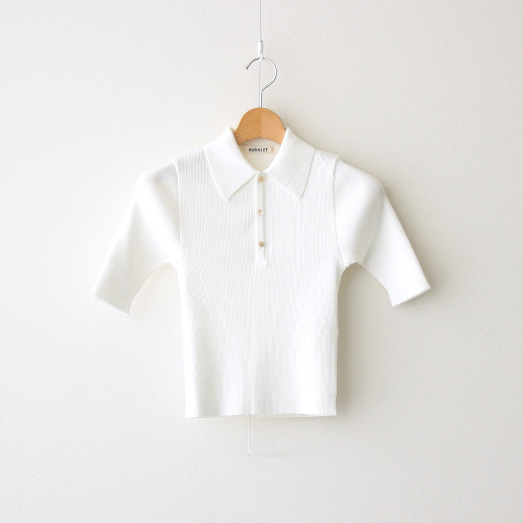 COTTON HIGH GAUGE RIB KNIT POLO #WHITE [A00P01HR]
