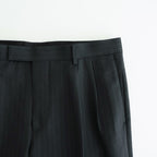 BLUEFACED WOOL TWO-TUCK SLACKS #CHARCOAL NAVY STRIPE [A25AP02BS]