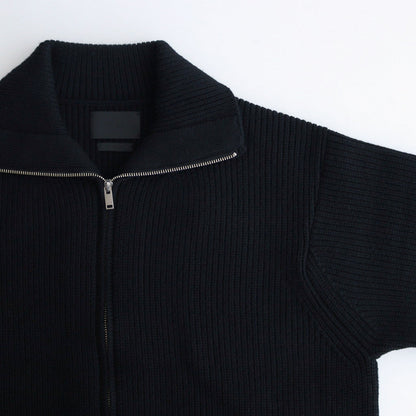 3/4 FRONT ZIP HIGHNECK RIB SWEATER #BLACK [YK24FW0829S]