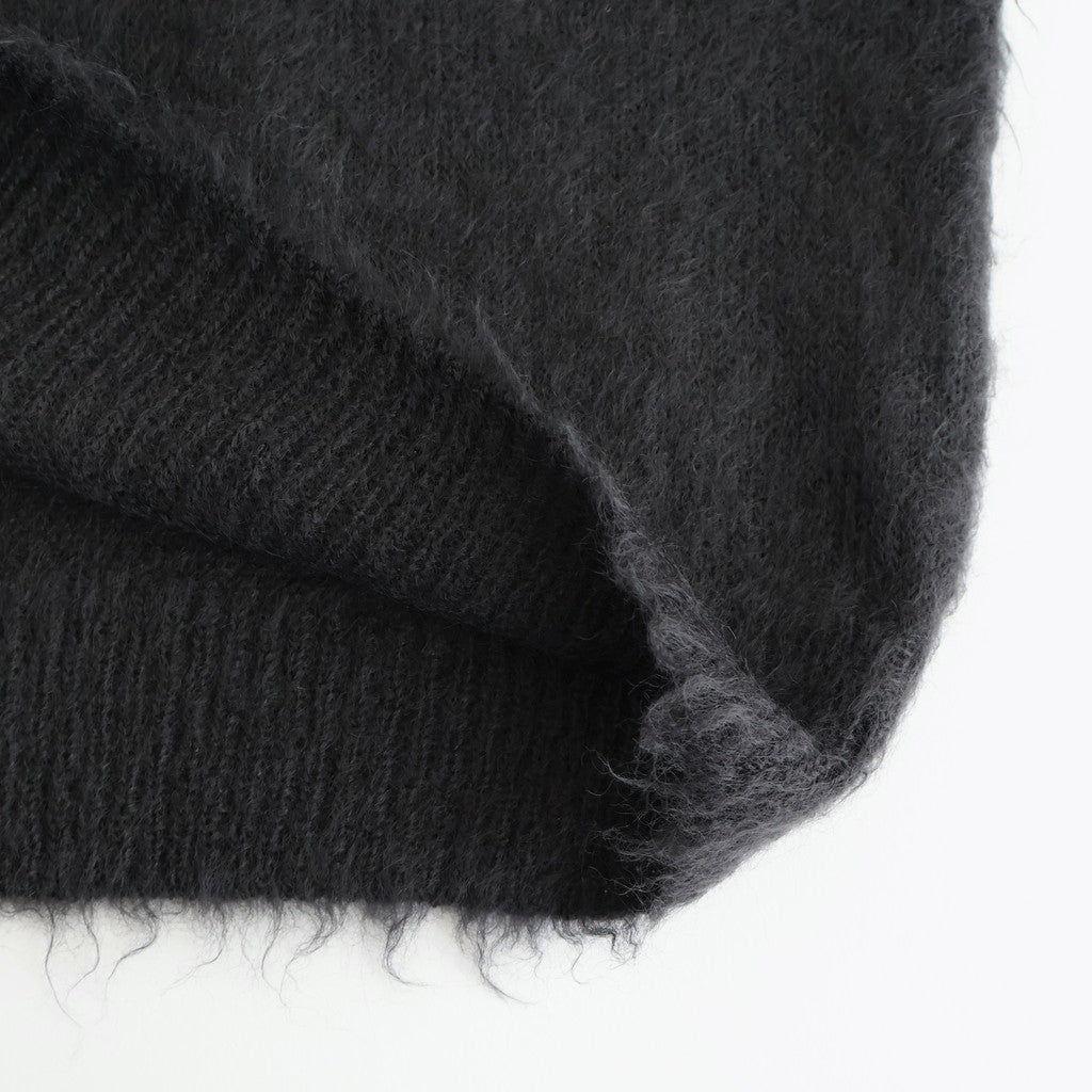 BRUSHED SUPER KID MOHAIR KNIT POLO #INK BLACK [A25AP01KM]