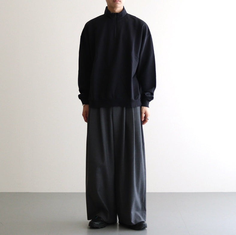 ELASTIC HIGH GAUGE SWEAT HALF ZIP P/O #INK BLACK [A26SP01NU]