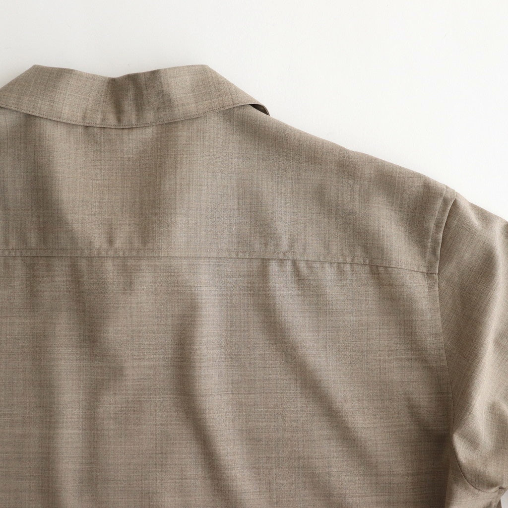 トップス SUPER FINE TROPICAL OPEN COLLAR SHIRT SUPER FINE TROPICAL WOOL OPEN COLLAR HALF SLEEVED SHIRT #TOP