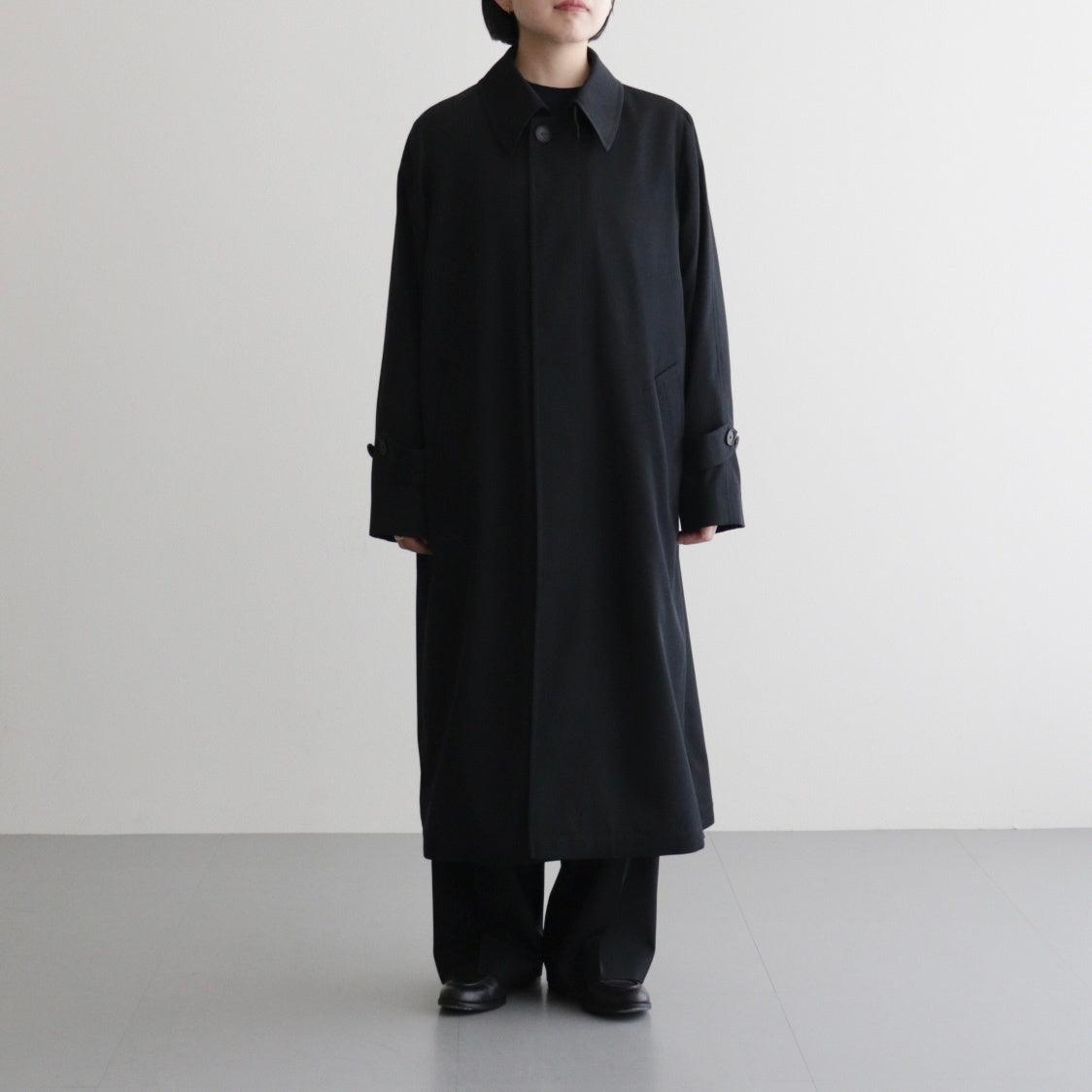 LIGHT WOOL MAX GABARDINE COAT #TOP BLACK [A26SC06MG] – ciacura