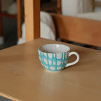 手付きカップ 貫入 #ターコイズ流し