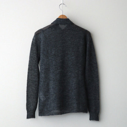 KID MOHAIR SHEER KNIT SHIRT CARDIGAN #TOP CHARCOAL [A24AC02FG]