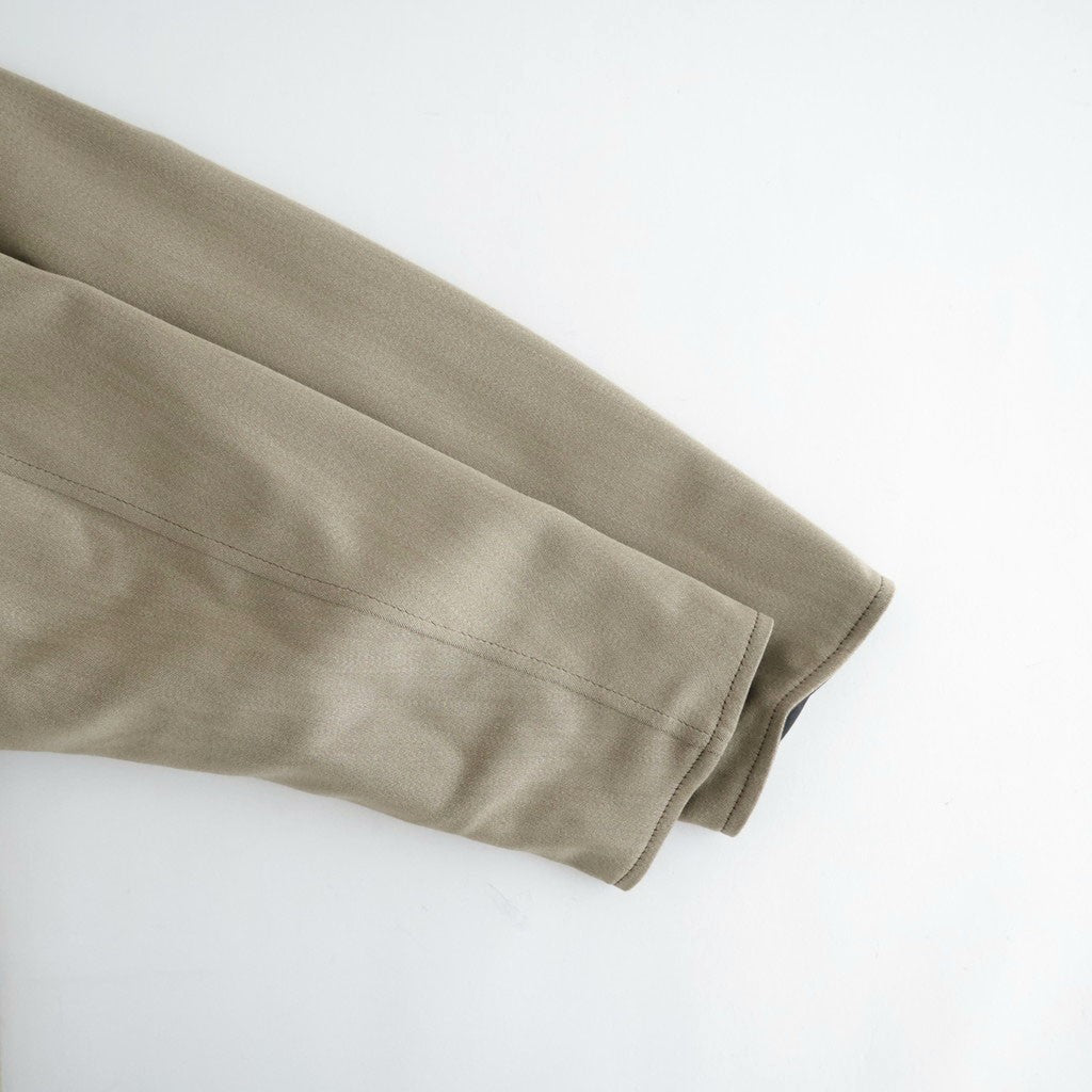 REVERSIBLE WOOL TWISTED TWILL / SHEEP LEATHER HALF COAT #KHAKI BEIGE CHAMBRAY × BLACK [A26AC01AN]