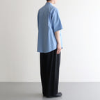 WASHED FINX TWILL BIG HALF SLEEVED SHIRT #BLUE [A25SS03TN]