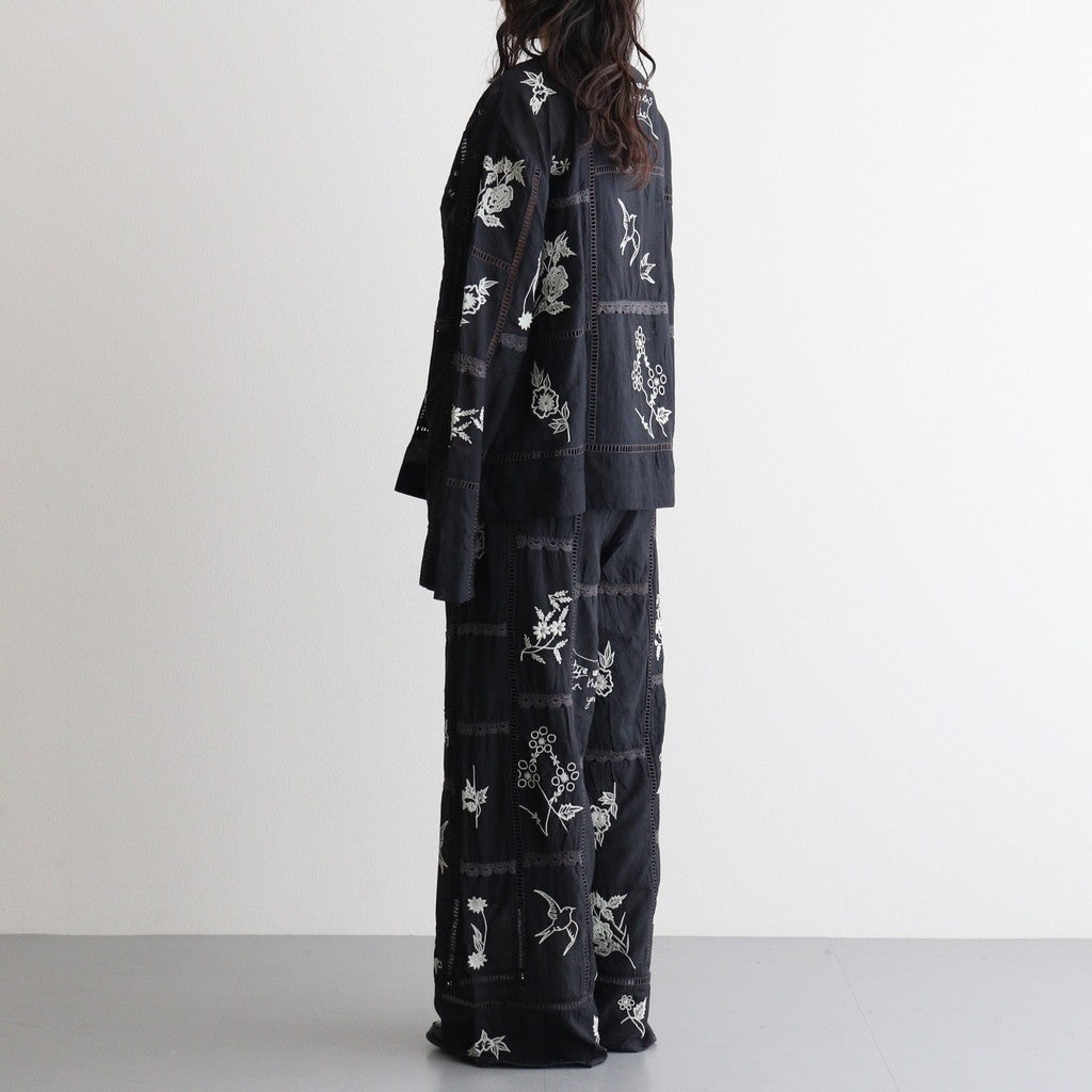 Embroidery Patchwork Trousers #BLK [12610719]