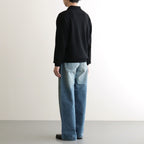 EXTRA FINE WOOL KNIT POLO LS #BLACK [ST.1477]