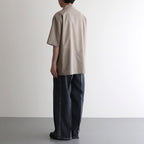 SUPER FINE TROPICAL WOOL OPEN COLLAR HALF SLEEVED SHIRT #TOP LIGHT BROWN [A25SS02WT]