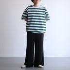 W's TECH DRAWSTRING BORDER S/S TEE #WHITE / GREEN [BE-36024L]