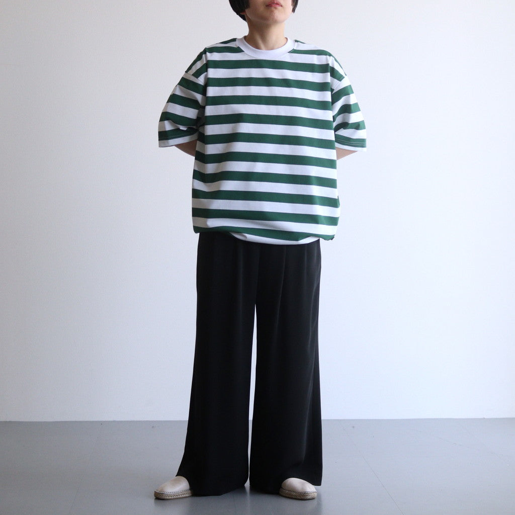 W's TECH DRAWSTRING BORDER S/S TEE #WHITE / GREEN [BE-36024L]