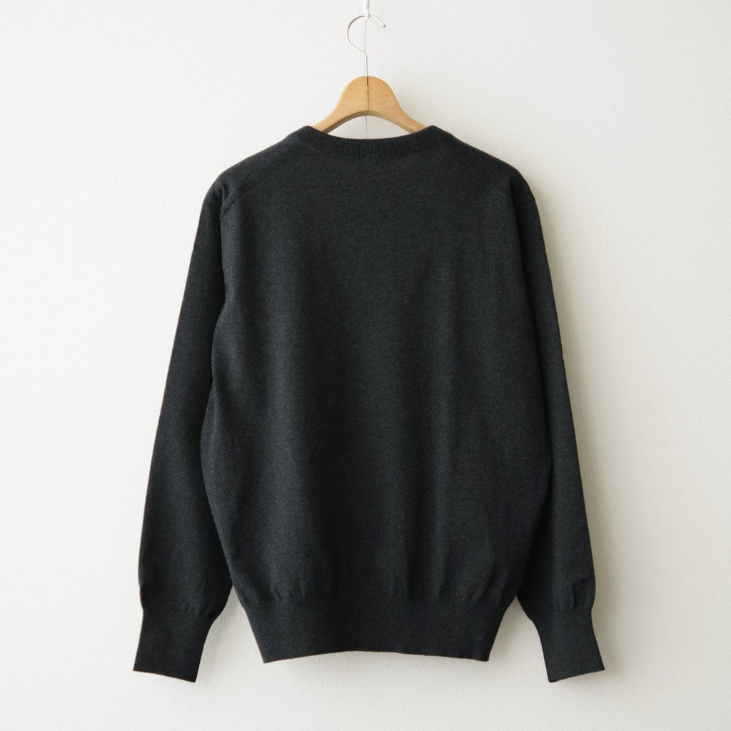 HIGH TWIST WOOL KNIT V-NECK P/O #CHARCOAL [A26AV02CK]
