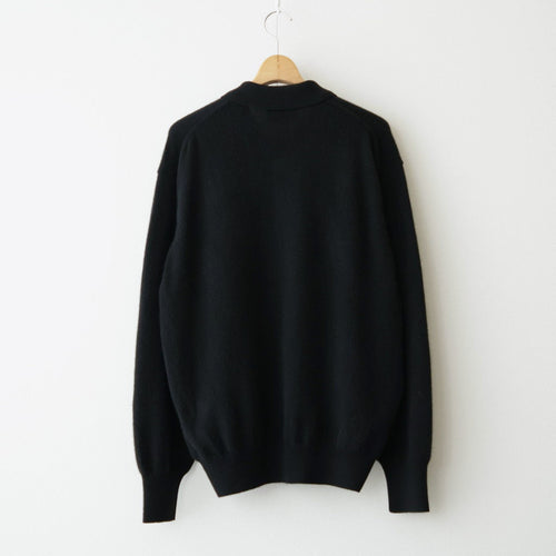 PURE CASHMERE KNIT POLO LS #BLACK [ST.1630]