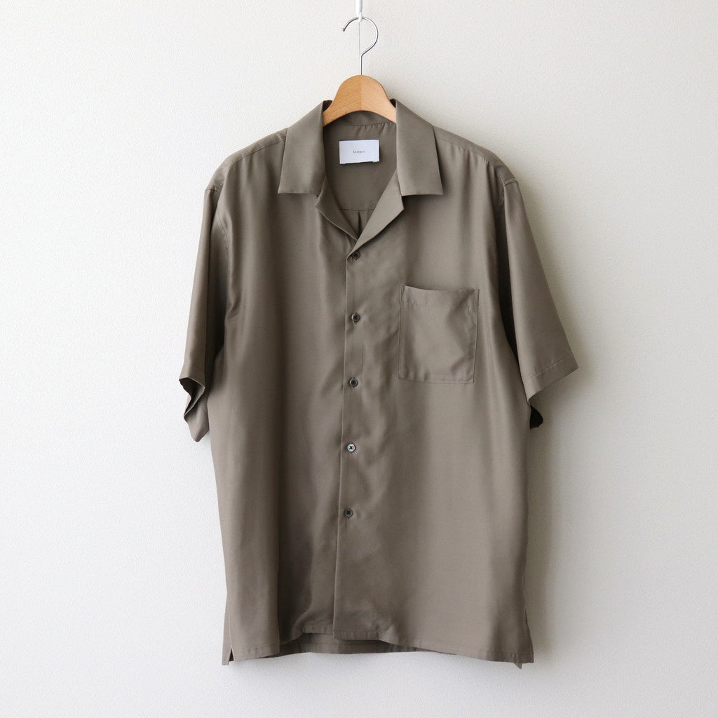 CUPRO TWILL OVERSIZED OPEN COLLAR SS SHIRT #TAUPE [ST.1153]