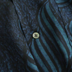 Leaf Pattern Printed Open Collar Shirt #NAVY [YK26SS01202SH]