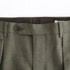 BLUEFACED WOOL TWO-TUCK SLACKS #OLIVE GRAY STRIPE [A26AP04BS]