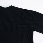 BATONER ウール梳毛片畔 ブリーチ加工 セーター #BLACK [HR-N001-051]