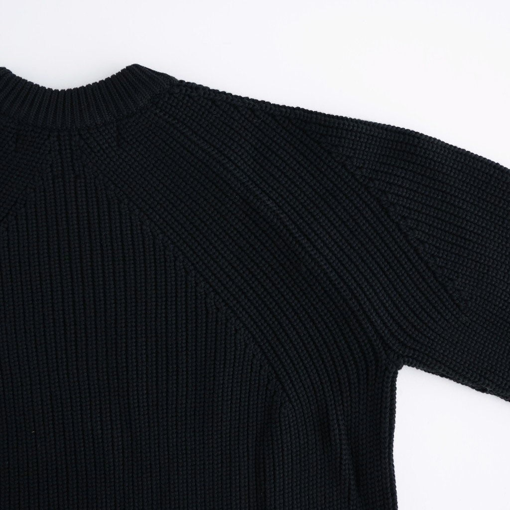 BATONER ウール梳毛片畔 ブリーチ加工 セーター #BLACK [HR-N001-051]