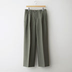 BLUEFACED WOOL TWO-TUCK SLACKS #OLIVE GRAY STRIPE [A26AP04BS]