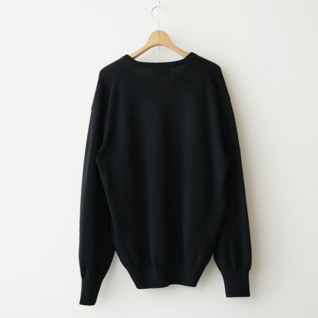 PURE CASHMERE KNIT V NECK LS #BLACK [ST.1629]