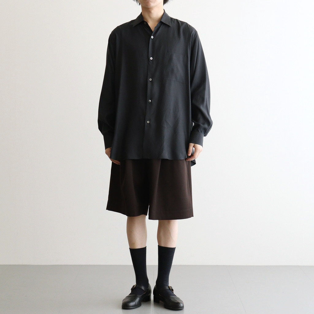 CUPRO TWILL OVERSIZED LS SHIRT #BLACK [ST.1459]