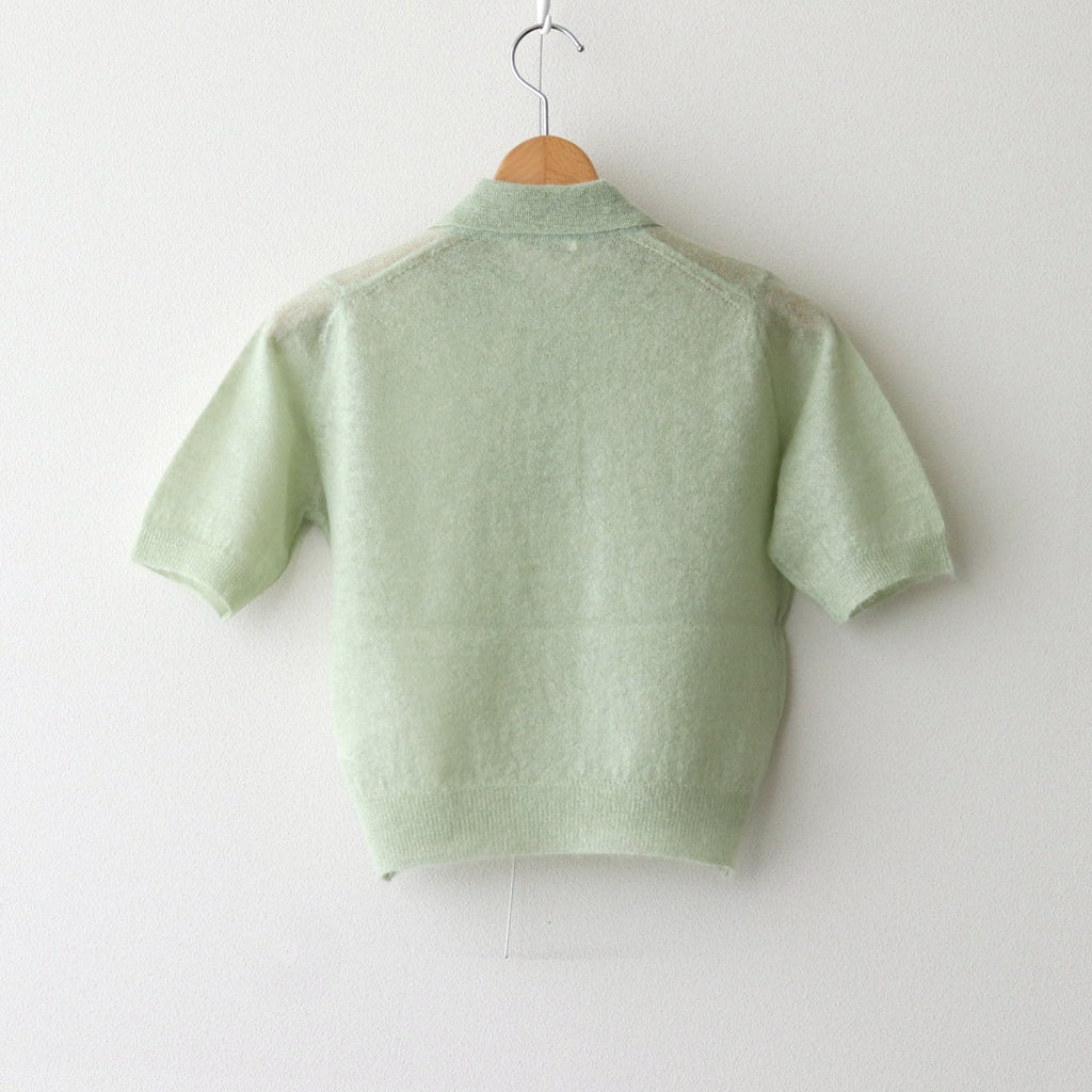 KID MOHAIR SHEER KNIT POLO #PALE GREEN [A25SP05FG]