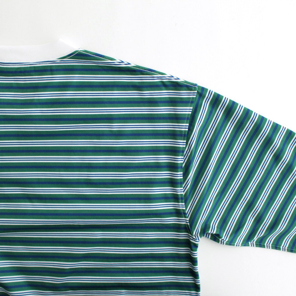 W's TECH DRAWSTRING MULTI BORDER L/S TEE #GREEN / BLUE [BE-34024L]