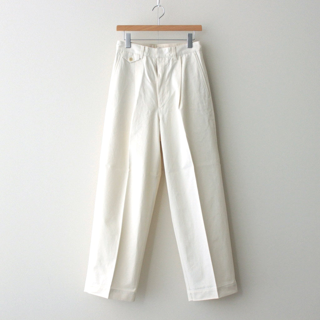 WASHED FINX CHINO ONE-TUCK PANTS #IVORY WHITE [A25SP05FC]