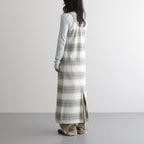 COTTON SILK GRADIENT STRIPE KNIT DRESS #LIME GRAY STRIPE [A26SD03GB]