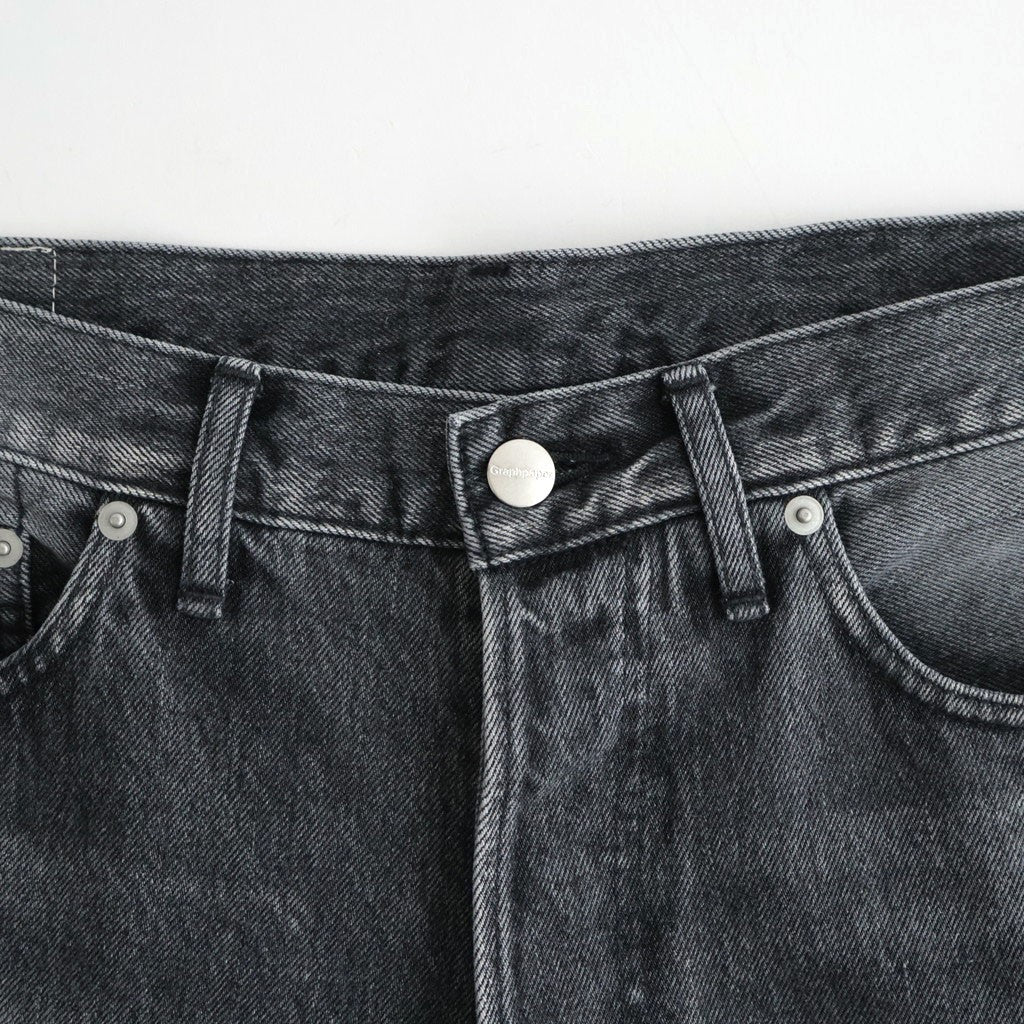 Selvage Denim Five Pocket Wide Straight Pants #BLACK LIGHT FADE [GU263-40059LB]