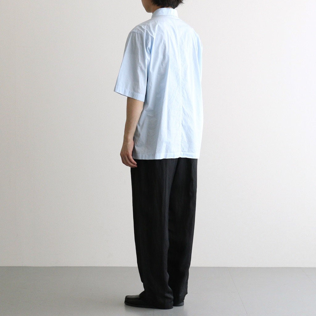 SHRINK COTTON LAWN OVERSIZED HALF SLEEVE SHIRT #SAX [BLAGLM0402]